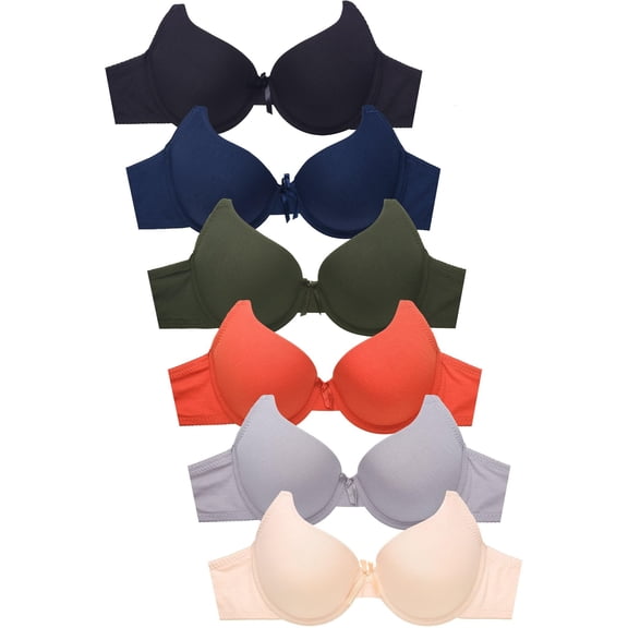 Mamia Women's Basic Plain Bras, Pack of 6 4467P5, 36C