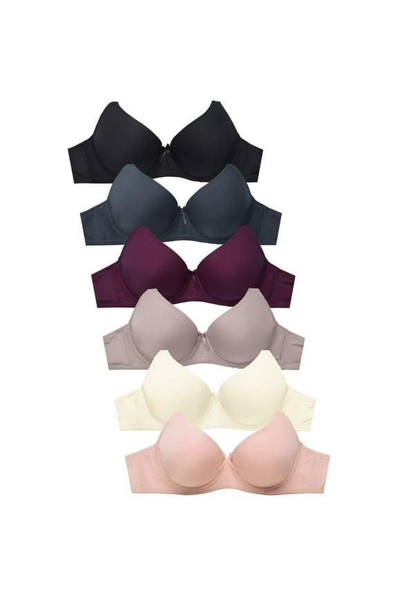 Women's Basic Plain Bras Packs 6-32B-Desire
