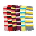 thumbnail image 1 of Mamia Women's Fancy Design Multi Color Winter Toe Socks (6 Pairs-Stripe Print), 1 of 1