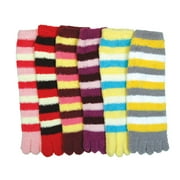 Mamia Womens Fancy Design Multi Color Winter Toe Socks 6 Pairs-Stripe Print