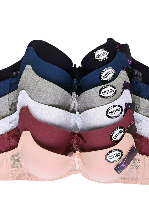 Women's Full Cup Push Up Basic Bras Pack of 6-40C-Ellen