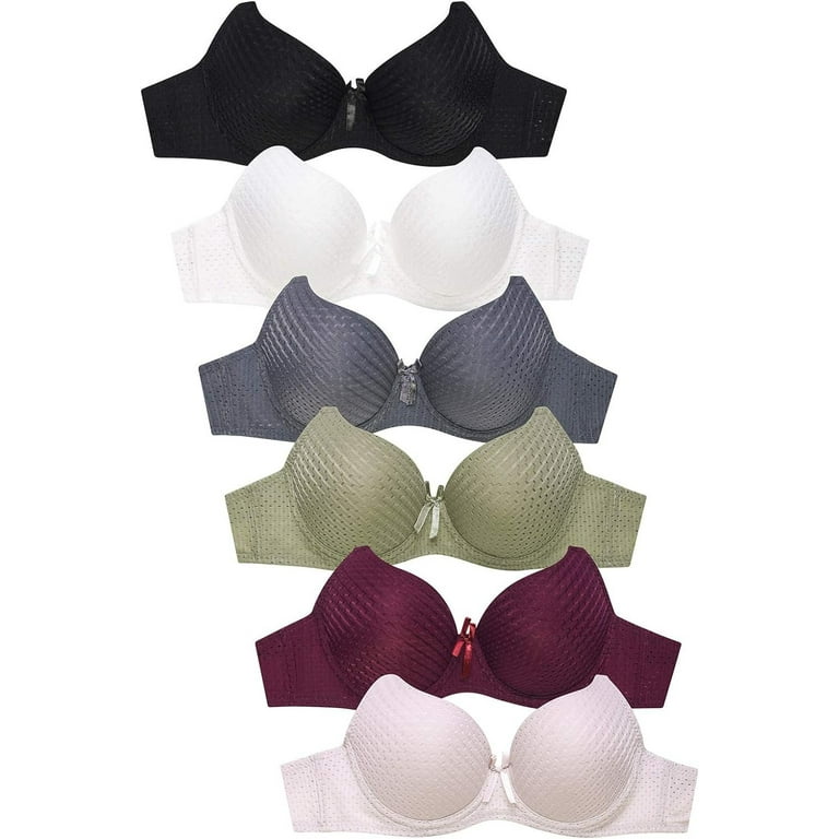 Mamia Women's Full Cup Push Up Lace Bras Pack of 6 Isabelle, 32A