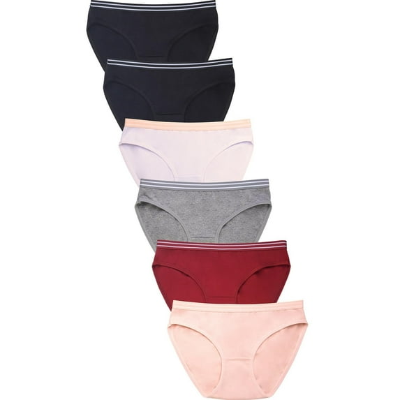 Mamia Women's Soft Breathable Cotton Bikini Brief Panties, Pack of 6 L, LP1361CK5