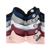 Mamias Women Basic Plain Bras, Pack of 6, Size 34C, BR4326P - Martial Arts Blue