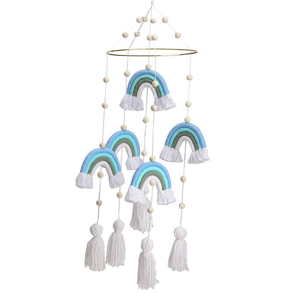 Mamimami Home Bohemian Rainbow Baby Mobile with Wooden Balls, Colorful Felt, Baby Crib Mobile