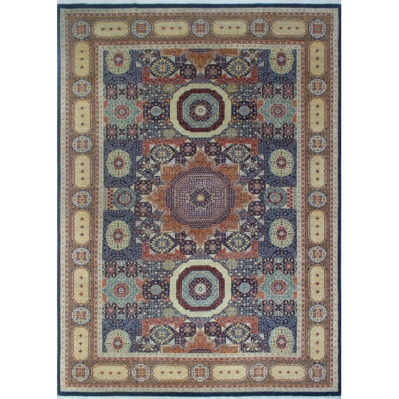 Mamlouk Obiada Blue/Rust Rug, 9'10" x 13'9"