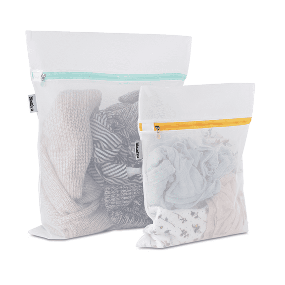 Mamlyn Mesh Laundry Bag for Delicates, Wash Bags for Underwear and Lingerie, (1 Medium, 1 Small)