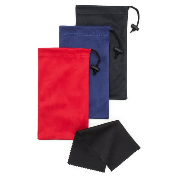 Mamlyn Microfiber Sunglasses Case With Drawstring Closure, Micro Fiber Glasses pouch For Eyeglasses, Gadgets, Cell Phones, Jewelry for Men And Women, BONUS Black Cloth