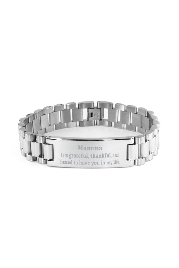 Mamma Appreciation Gifts, I am grateful, thankful, and blessed, Thank You Ladder Stainless Steel Bracelet for Mamma, Birthday Inspiration Gifts for Mamma