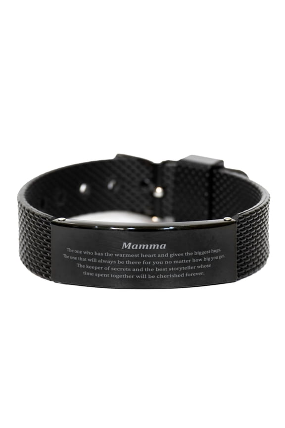 Mamma Black Shark Mesh Bracelet - The Keeper of Secrets and Best Storyteller, Perfect Gift for Mothers Day, Birthday, and Christmas