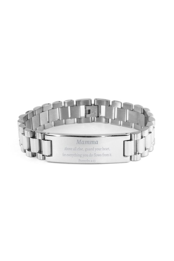 Mamma Bracelet Stainless Steel - Guard Your Heart, Inspirational Jewelry for Birthday, Christmas, Graduation, Confidence and Hope in Life