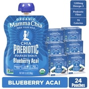 Mamma Chia Organic, Blueberry Acai Chia Prebiotic Squeeze, 3.5 oz, 24 Count Pouches 6 Boxes of 4