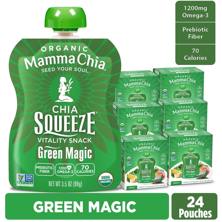 Mamma Chia Organic, Green Magic Chia Squeeze, 3.5 oz, 24 Count