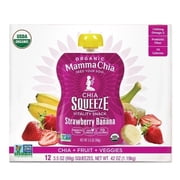Mamma Chia Organic Strawberry Banana Squeeze Pouch, 3.5 Ounce Pack of 12