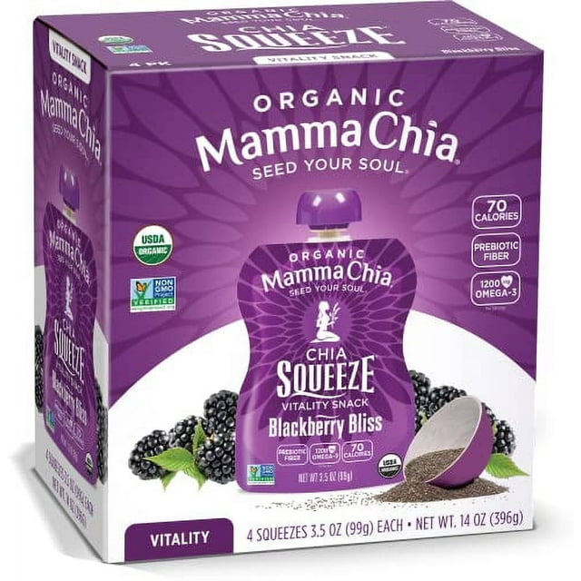 Mamma Chia Organic Vitality Squeeze Snack, Blackberry Bliss, 24 3.5