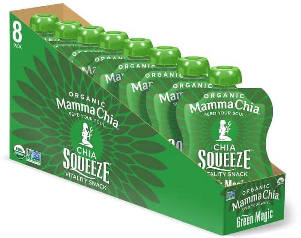 Mamma Chia Organic Vitality Squeeze Snack, Green Magic, Chia Vitality