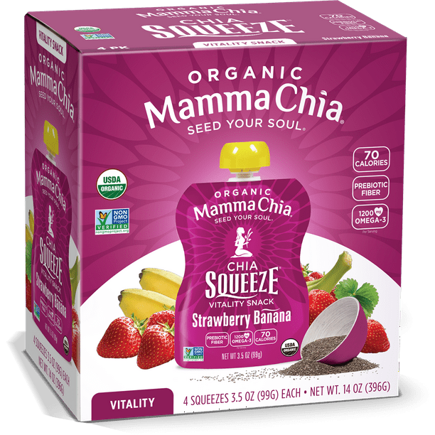 Mamma Chia, Squeeze Vitality Snack, Strawberry Banana, 3.5 oz