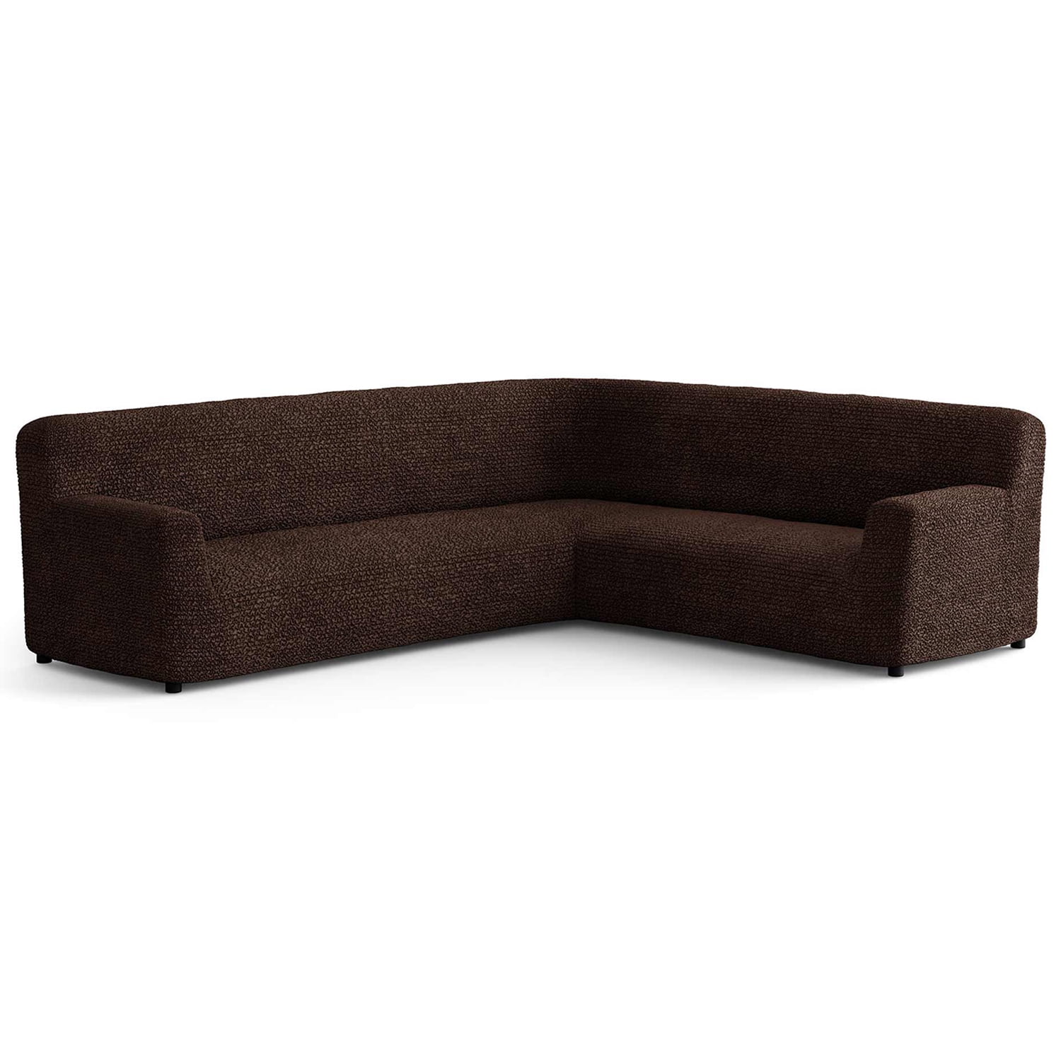 Dark Brown Stretchy Microfiber Corner Sofa Slipcover