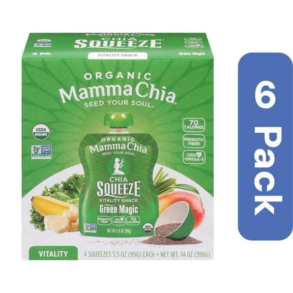 Mammachia Chia Squeeze Green Magic 4 Squeezes (Pack Of 6)