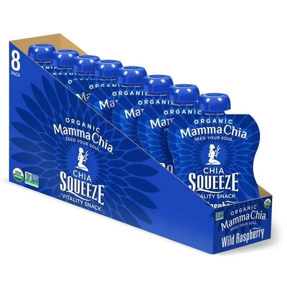 Mammachia Chia Squeeze Wild AIF9 Raspberry Vitality Snack, Vegan Friendly, Kosher, USDA Certified Organic, Gluten Free & Non-GMO, 3.5 Ounce (Pack of 16)