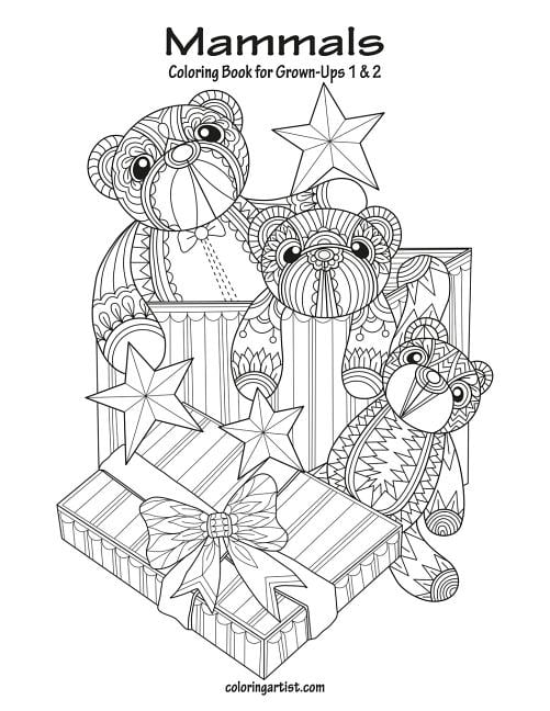 Mammals Mammals Coloring Book for Grown-Ups 1 &amp; 2, Book 12, (Paperback)
