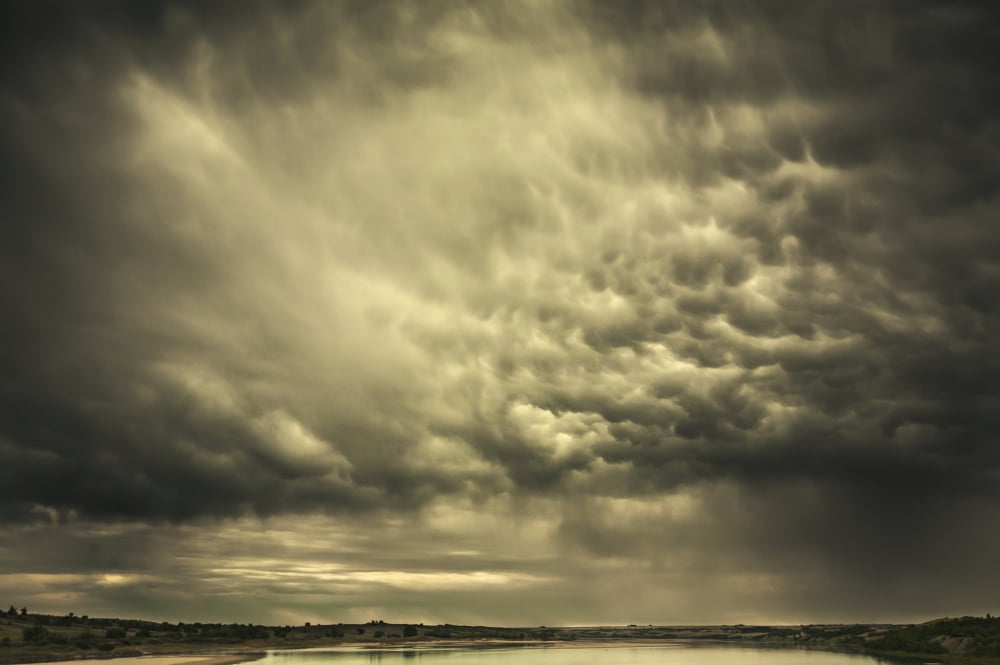 Mammatus storm clouds above a lake in the saskatchewan prairiesSaskatchewan canada Canvas Art - Joel Koop Design Pics (19 x 12)