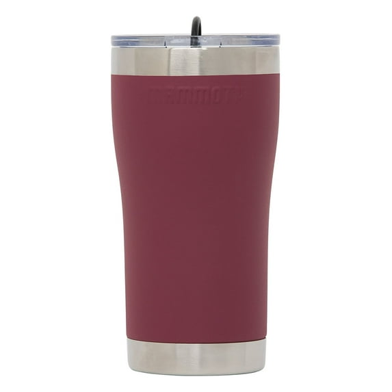 Mammoth 20 Ounce Stainless Steel Insulated Tumbler with Lid, Dark Maroon