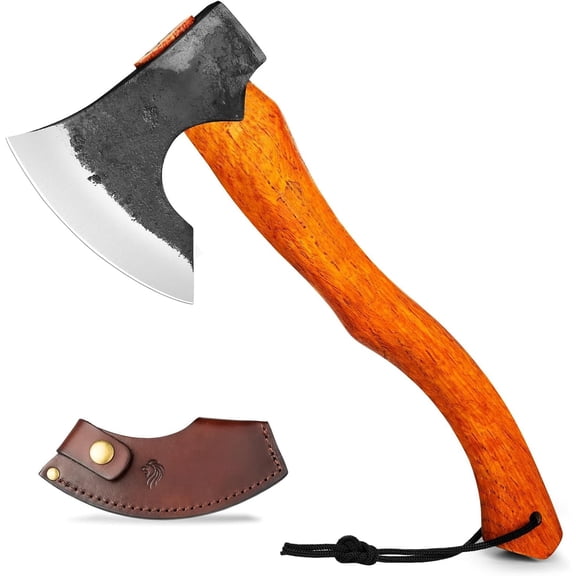 Mammoth Camping Hatchet , 15.5" Camping with 1065 High Carbon Steel & Wooden Handle, Multi-Purpose Hatchet for Camping, Bushcraft and , for Men