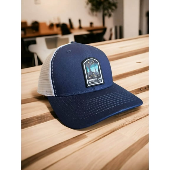 Mammoth Cave National Park Hat - Navy Blue on White Mesh