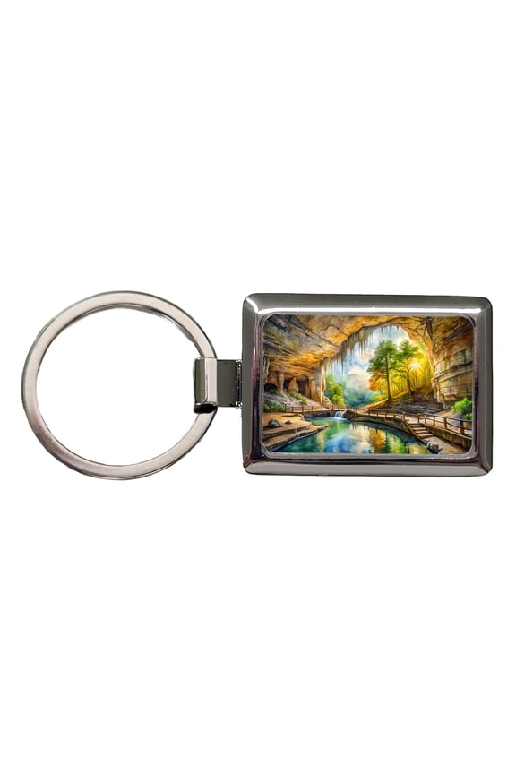 Mammoth Cave National Park Kentucky Watercolor Style Metal Rectangle Keychain
