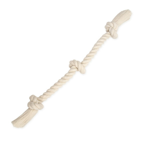 Mammoth Flossy Chews 100% Cotton White 3 Knot Tug Rope Dog Toy, Large, 25"