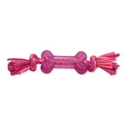 Mammoth Flossy Chews Cloth Dog Rope Toy with TPR Bone, Small