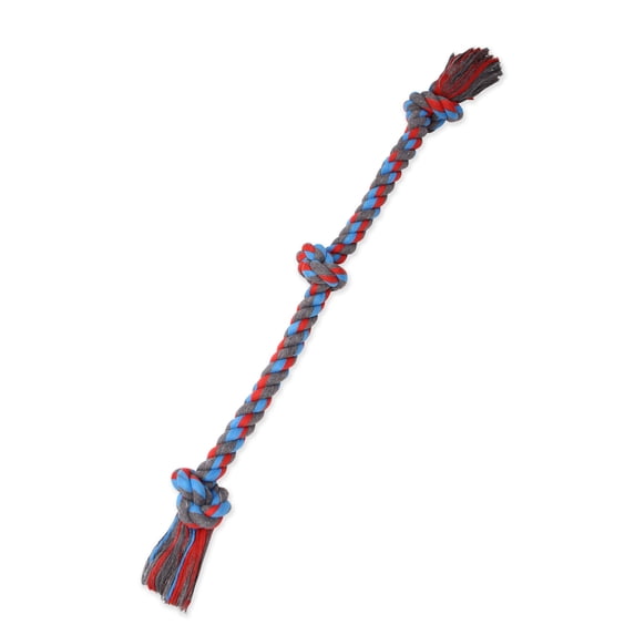 Mammoth Flossy Chews Cottonblend 3 Knot Tug Rope Dog Toy, Extra-Large, 36", Assorted Colors