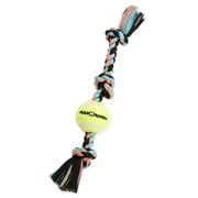 Mammoth Flossy Chews Cottonblend 3 Knot Tug Rope Dog Toy with Mini Tennis Ball, Mini 11"