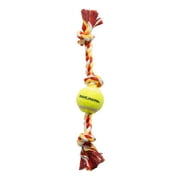 Mammoth Flossy Chews Cottonblend 3 Knot Tug Rope Dog Toy with Mini Tennis Ball, Mini 11"