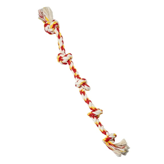 Mammoth Flossy Chews Extra Large 36 Inch 5 Knot Cottonblend Tug Rope Dog Toy, Durable Rope Chew Toy for Large Dogs Over 80 lbs, Assorted Colors