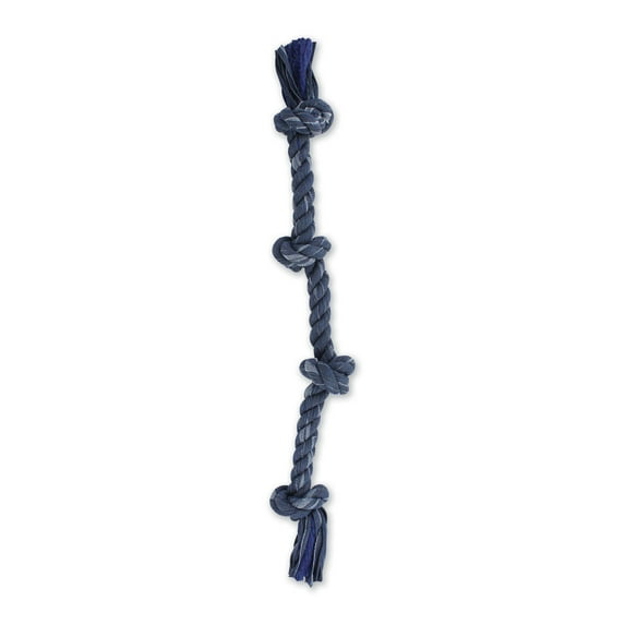 Mammoth Flossy Chews Cottonblend Denim 4 Knot Tug Rope Dog Toy , Large, 27"