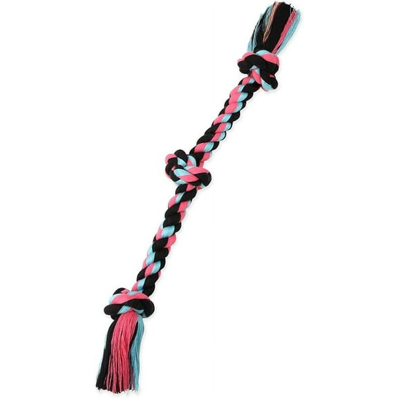 Mammoth Flossy Chews Rope Tug Premium Cotton-Poly Tug Toy for Dogs Interactive Rope Toy (Colors May Vary)