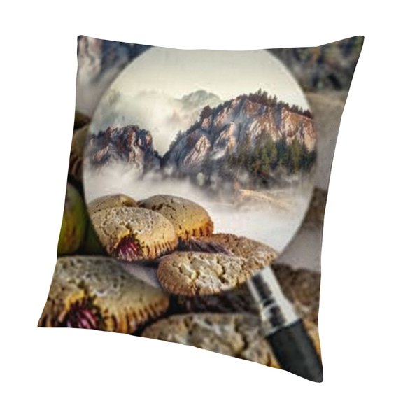 Mammoth Hot Springs View' Landscape Printed Throw Cushion Pillow Cover for Living Room, Sofa