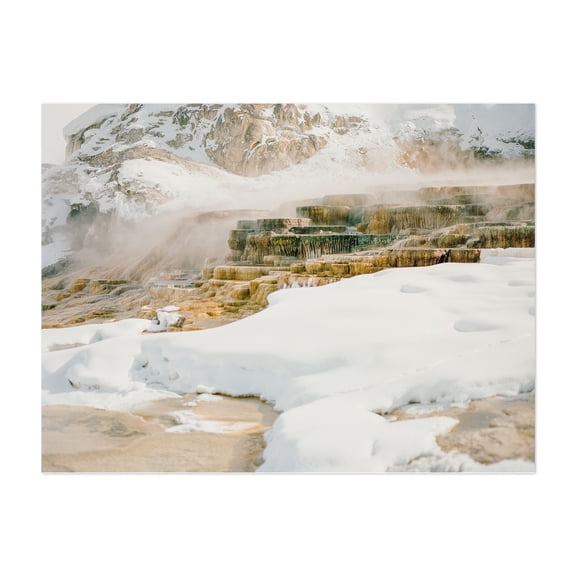 Mammoth Hot Springs in the Winter - Yellowstone National Park Wyoming Photography Winter Landscape Nature Snow Scenic Mountain Wilderness Unframed Wall Art Print 5 x 7 inches