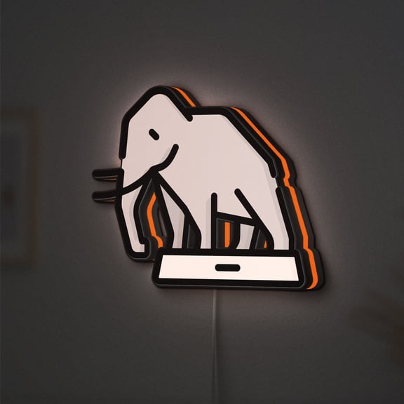 Mammoth LED Lightbox - Museum Prehistoric Stone Age Decor, Custom Led Sign for Home Office Shop Decor (Width 8 inch, 20cm)