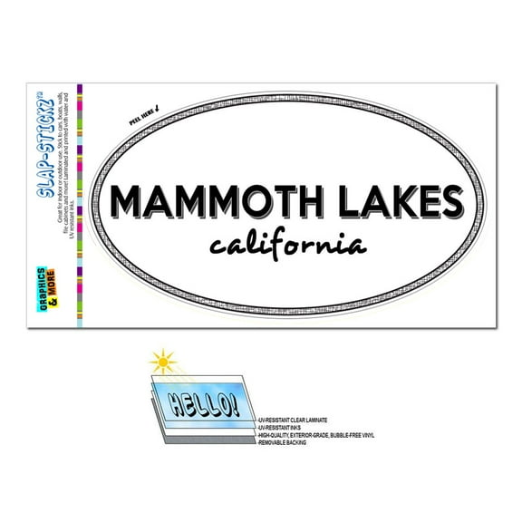 Mammoth Lakes, CA - California - Black and White - City State - Oval Laminated Sticker