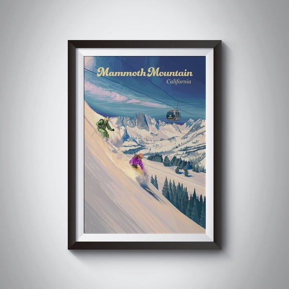 Mammoth Mountain Ski Resort California Travel Skiing Ski Mammoth Lakes Snowboarding Poster , Poster Print Only