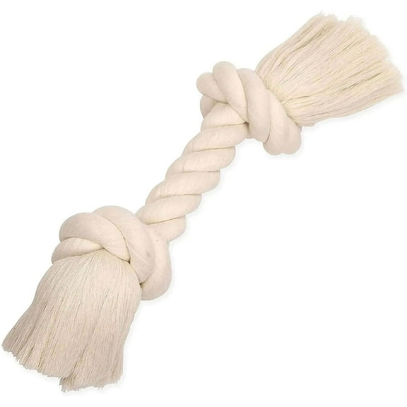 Mammoth Pet Products-Flossy Chews Cotton Rope Bone Dog Toy- White 14 In/large