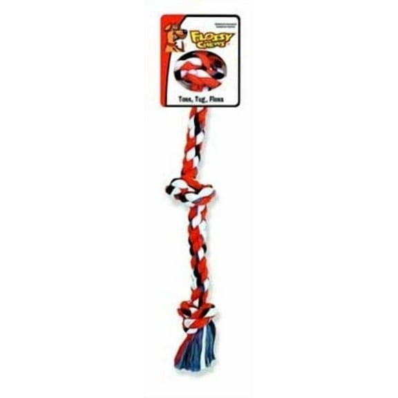 Flossy Chews Cottonblend Color 3-Knot Rope Tug, Large