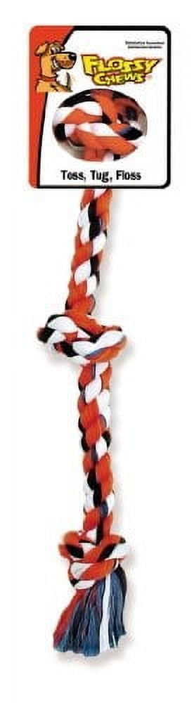Mammoth Pet Products Flossy Chews Mini Cottonblend 3 Knot Rope Tug Dog Toy for Small Dogs, Multicolor, 10"