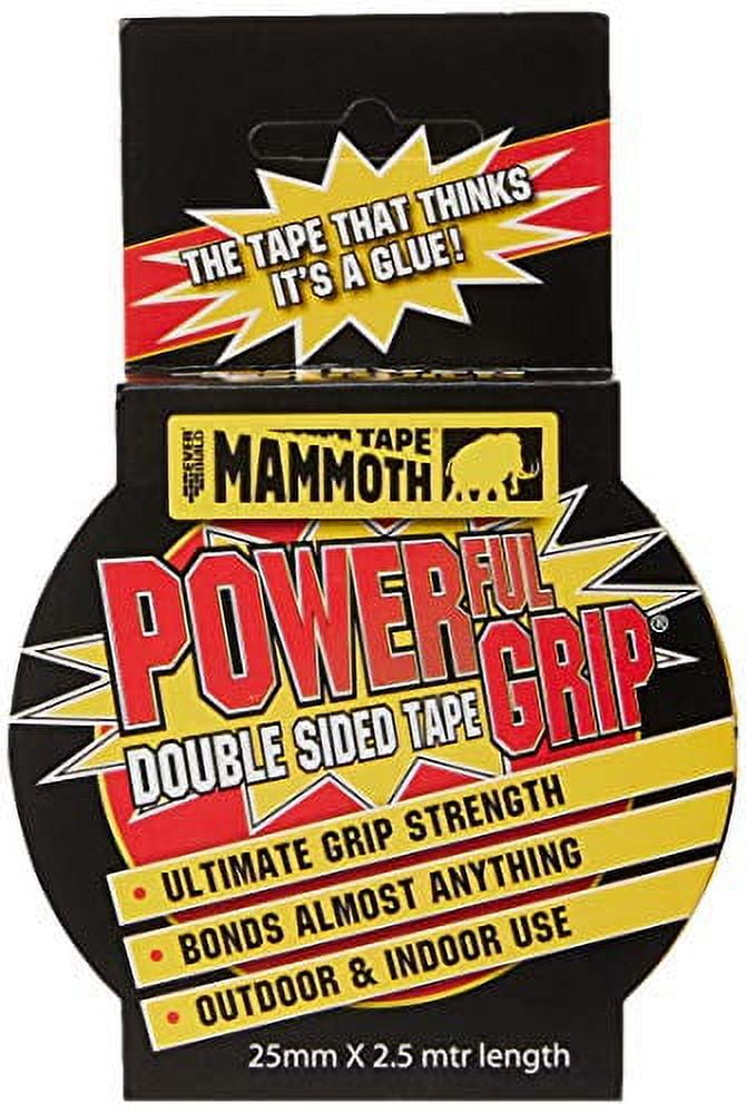 Mammoth Powerful Grip Tape - Re-enforced Double-Sided Tape - 25mm x 2.5m - Clear