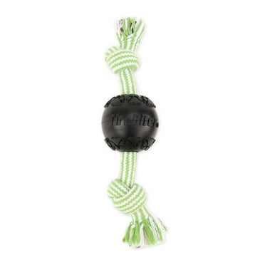 Mammoth TireBiter 3" Ball Rubber Dog Toy w/Treat Station and Cottonblend 2-Knot Bone Medium 12"