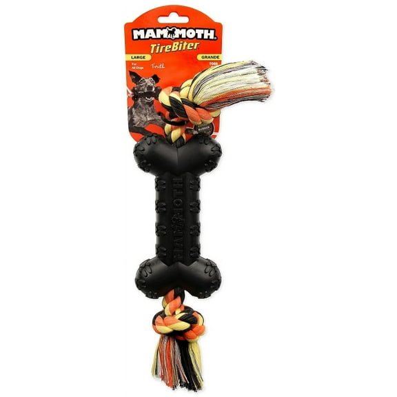 Mammoth TireBiter II Bone with Rope [Dog Rope and Tug Toys, New Dog Supplies, Mammoth, Dog Supplies] Large - 1 count