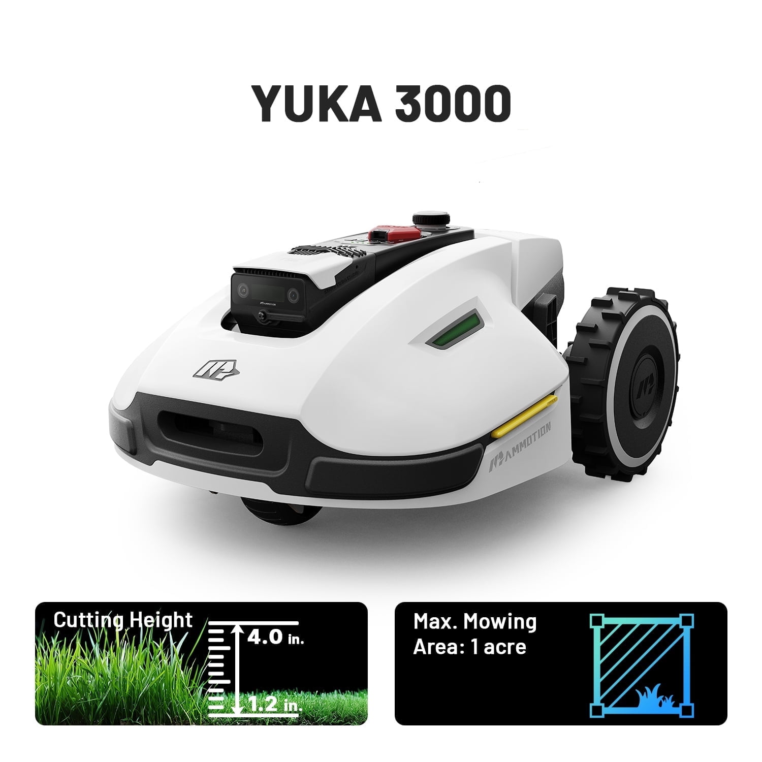 Mammotion 2025 Version YUKA 3000 Robot Lawn Mower,Auto Mapping, AI Obstacle Avoidance, Reception 0.75 Acre, Max 1 Acre Dual Cutting Discs,APP Control, With 4G,Multi-Zone Management